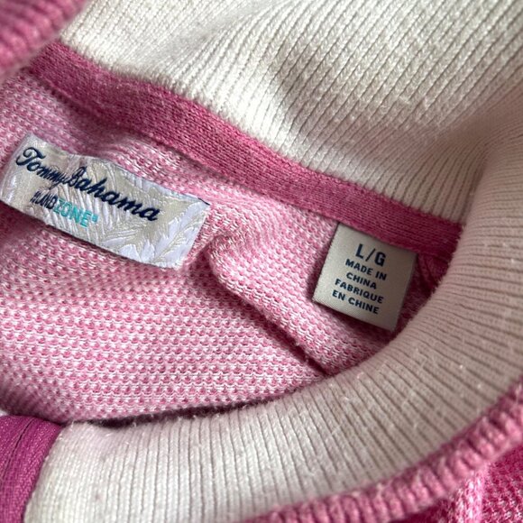 Tommy Bahama Men's Sz Large IslandZone Pink 1/4 Zip Sweater Long Sleeve - Picture 5 of 11